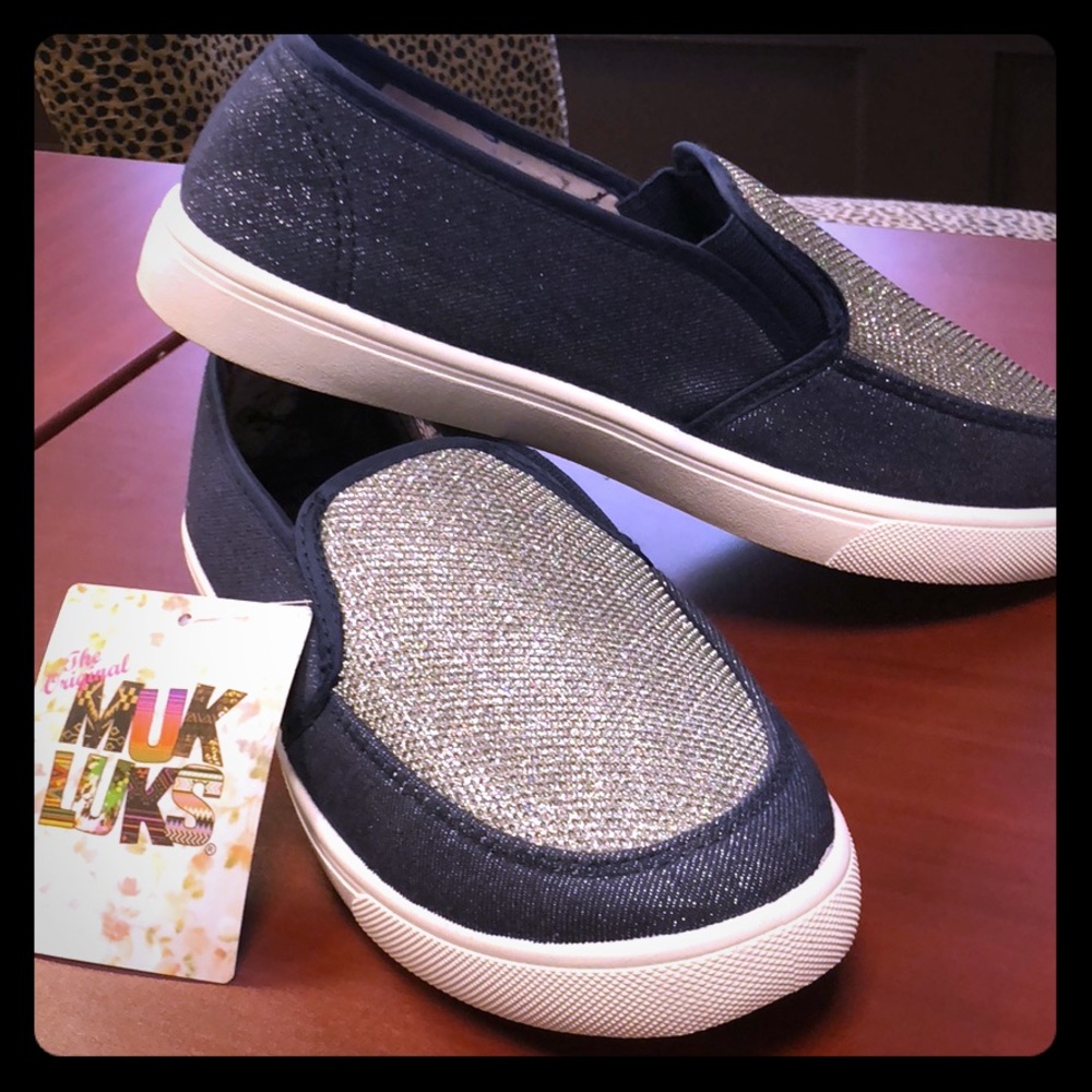 Brand new with tag. Muk Luks. Silver and denim.